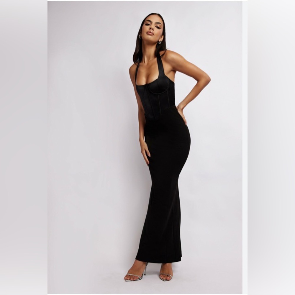 Meshki Black Plunge Bodycon Dress